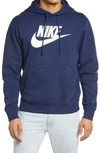 Nike Sportswear Club Fleece Logo Hoodie In Mnnavy/white