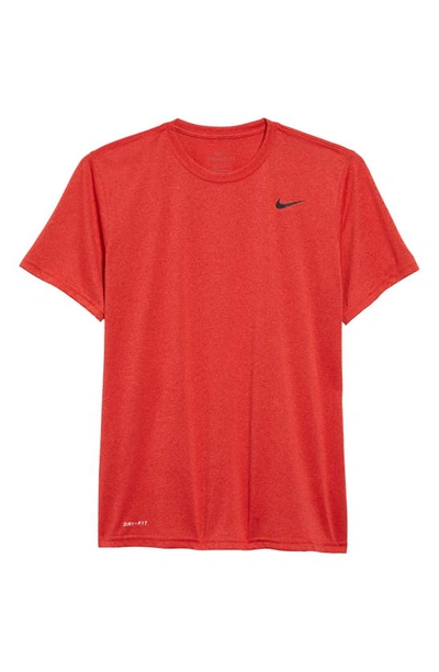 Nike Legend 2.0 Dri-fit Graphic T-shirt In Light Red Heather/ Black