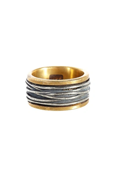 John Varvatos Collection Men's Sterling Silver & Brass Woven Statement Ring In Silver/brass
