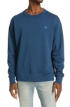 Acne Studios Fairview Face Crewneck Sweatshirt In Midnight Blue
