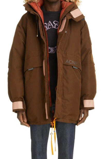 Acne Studios Down-filled Parka In Chocolate Brown