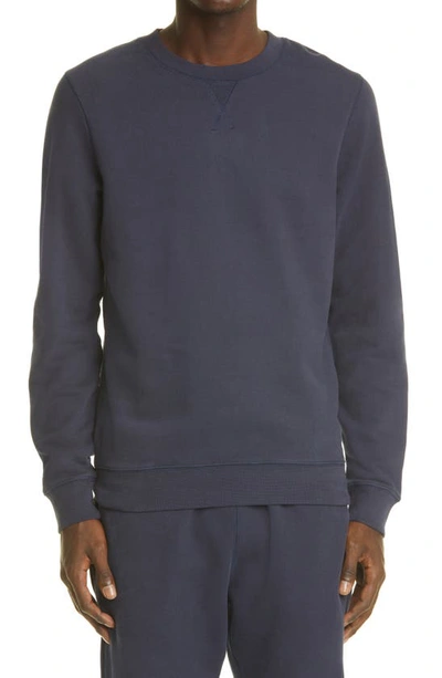 Sunspel French Terry Crewneck Sweatshirt In Navy