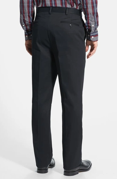 Berle Manufacturing Flat Front Classic Fit Cotton Dress Pants In Black