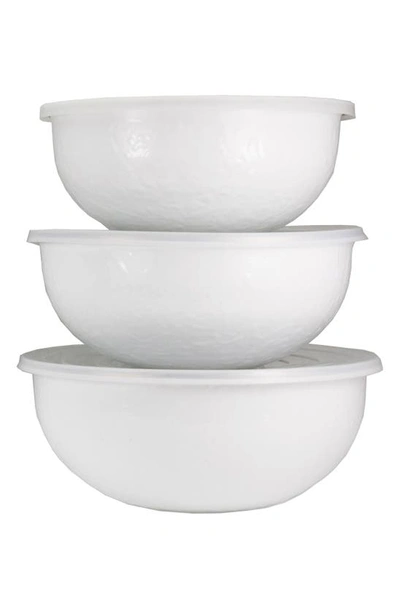 Golden Rabbit Set Of 3 Nesting Mixing Bowls In Solid White