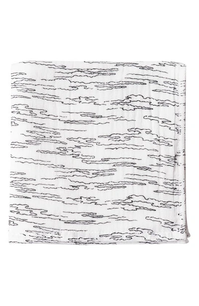 Uchino Cloud Print Waffle & Pile Washcloth In White