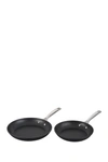 Le Creuset Set Of 2 Toughened Nonstick Pro Fry Pans In Black