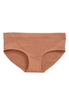 Nordstrom Kids' Seamless Hipster Briefs In Tan Mocha