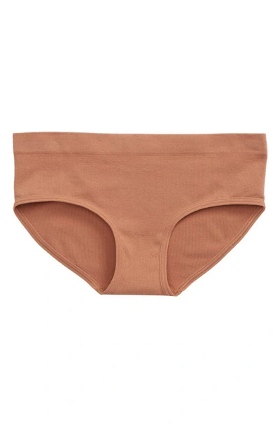 Nordstrom Kids' Seamless Hipster Briefs In Tan Mocha
