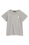 Acne Studios Kids' Mini Nash Face Patch T-shirt In Light Grey Melange