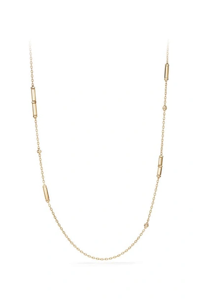 David Yurman Women's Barrels Pavé Diamonds & 18k Yellow Gold Long Station Necklace In White/gold