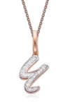 Monica Vinader Diamond Initial Pendant Charm In Rose Gold/ Diamond- U