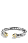 David Yurman Cable Bracelet With Gemstone And 14k Gold In Silver, 7mm