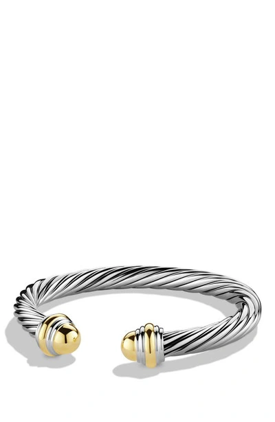 David Yurman Cable Bracelet With Gemstone And 14k Gold In Silver, 7mm