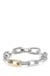 David Yurman Sterling Silver And 18kt Bonded Yellow Gold Detail Dy Madison Medium Bracelet In Gold/ Silver