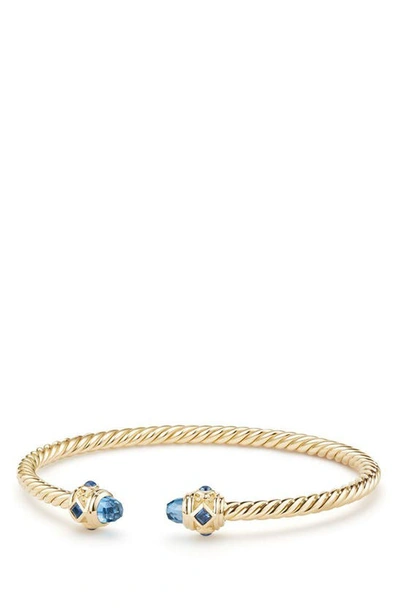 David Yurman Renaissance Bracelet In Gold/ Hampton Blue Topaz