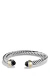 David Yurman Cable Classics Bracelet With Semiprecious Stones & 14k Gold, 7mm In Cabochon Onyx