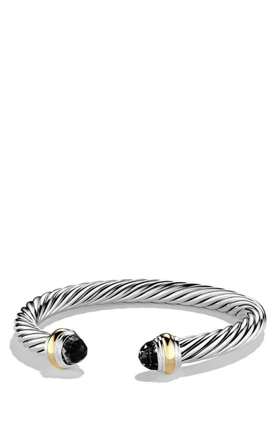 David Yurman Cable Classics Bracelet With Semiprecious Stones & 14k Gold, 7mm In Cabochon Onyx