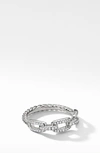 David Yurman 4.5mm Stax Chain Link Ring With Diamonds And 18k White Gold In White Gold