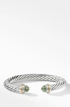 David Yurman Cable Classics Bracelet With Semiprecious Stones & 14k Gold, 7mm In Silver/ Prasiolite