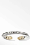 David Yurman Helena Bracelet With 18k Yellow Gold Dome & Diamonds In Gold/silver