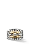 DAVID YURMAN WELLESLEY LINK THREE-ROW RING WITH 18K GOLD,R13680 S86