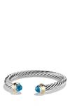 David Yurman Cable Classics Bracelet With Semiprecious Stones & 14k Gold, 7mm In Blue Topaz