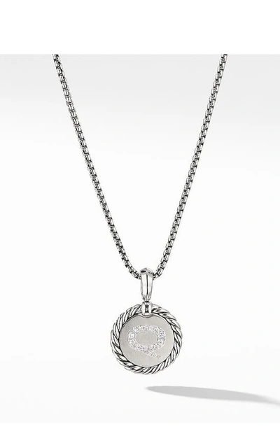 David Yurman Initial Charm Necklace With Diamonds In Silver/ Diamond-q