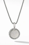 David Yurman Initial Charm Necklace With Diamonds In Silver/ Diamond-t