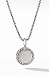 David Yurman Initial Charm Necklace With Diamonds In Silver/ Diamond-r