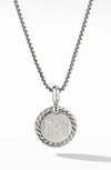 David Yurman Initial Charm Necklace With Diamonds In Silver/ Diamond-m