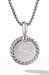 David Yurman Initial Charm Necklace With Diamonds In Silver/ Diamond-s