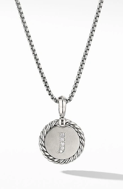 David Yurman Initial Charm Necklace With Diamonds In Silver/ Diamond-j