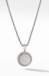 David Yurman Initial Charm Necklace With Diamonds In Silver/ Diamond-x