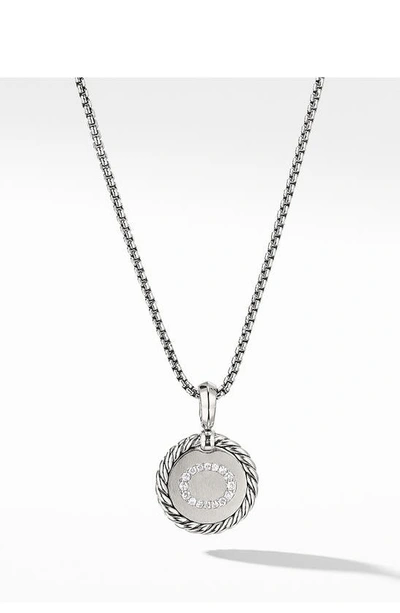 David Yurman Initial Charm Necklace With Diamonds In Silver/ Diamond-o