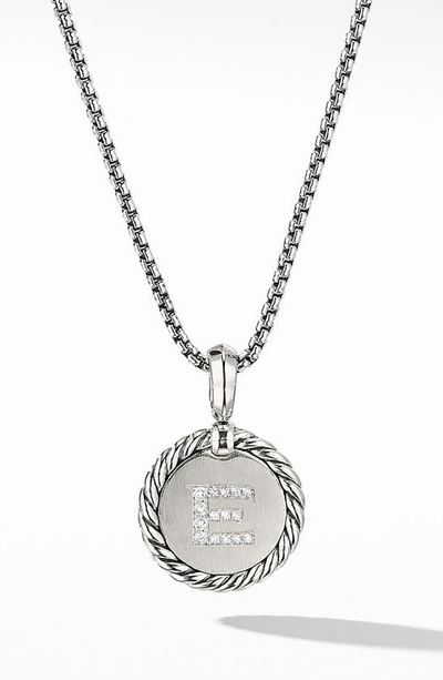 David Yurman Initial Charm Necklace With Diamonds In Silver/ Diamond-e