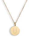 Knotty Initial Charmy Necklace In Gold - U