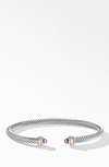 David Yurman 4mm Cable Classic Bracelet With 18k Gold & Semiprecious Stones In Amethyst