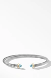 David Yurman 4mm Cable Classic Bracelet With 18k Gold & Semiprecious Stones In Blue Topaz