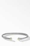 David Yurman 4mm Cable Classic Bracelet With 18k Gold & Semiprecious Stones In Silver/ Pearl