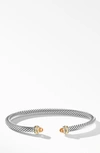 David Yurman 4mm Cable Classic Bracelet With 18k Gold & Semiprecious Stones In Citrine