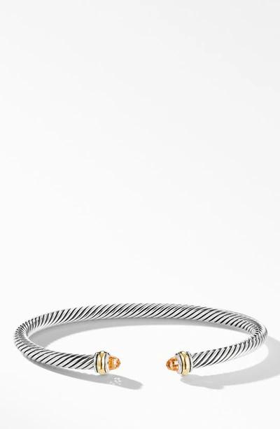 David Yurman 4mm Cable Classic Bracelet With 18k Gold & Semiprecious Stones In Citrine