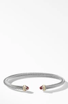 David Yurman 4mm Cable Classic Bracelet With 18k Gold & Semiprecious Stones In Garnet