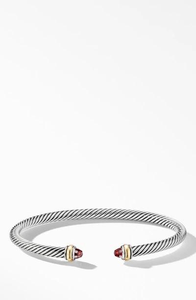 David Yurman 4mm Cable Classic Bracelet With 18k Gold & Semiprecious Stones In Garnet