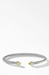 David Yurman 4mm Cable Classic Bracelet With 18k Gold & Semiprecious Stones In Peridot