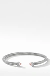 David Yurman 4mm Cable Classic Bracelet With Semiprecious Stones & Diamonds In Morganite