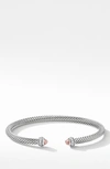 David Yurman 4mm Cable Classic Bracelet With Semiprecious Stones & Diamonds In Light Pink
