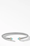 David Yurman 4mm Cable Classic Bracelet With 18k Gold & Semiprecious Stones In Turquoise