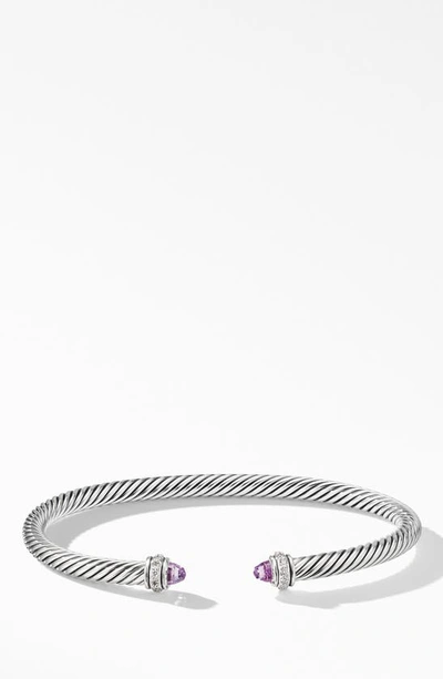 David Yurman 4mm Cable Classic Bracelet With Semiprecious Stones & Diamonds In Amethyst