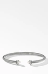 David Yurman 4mm Cable Classic Bracelet With Semiprecious Stones & Diamonds In Silver/ Pearl