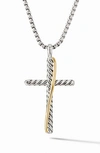 DAVID YURMAN CROSSOVER CROSS NECKLACE WITH 18K YELLOW GOLD,N07374 S817